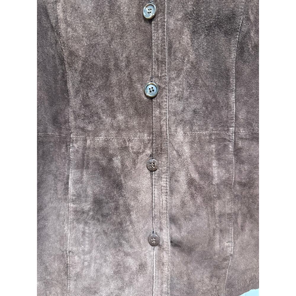 Vintage 90s Chocolate Brown Classic Suede Jacket Size Medium - Picture 4 of 6